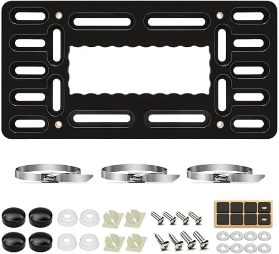 XCLPF Front License Plate Bracket,No Drill Front License Plate Holder,Front License Plate mounting kit,Universal Bumper Car Frame Mount Adapter with Stainless Steel Screw Cap,Cable Ties - Image 1