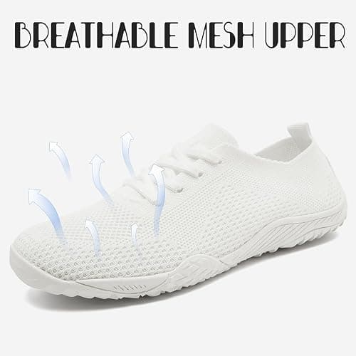 RJYWGS Barefoot Shoes Women Tennis Slip On Sneakers for Women Gym Running Zero Drop Workout Trail Minimalist Shoes - 9.5 - White thumbnail 2