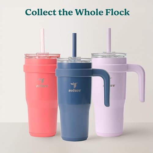Reduce 24 oz Stainless Steel Tumbler with Handle - Dual-Wall Vacuum Insulated Travel Mug, Sweat-Proof Lid & Reusable Straw - Keeps Drinks Cold for 24 Hrs, Fits Cupholders, Dishwasher Safe -Pina Colada thumbnail 7