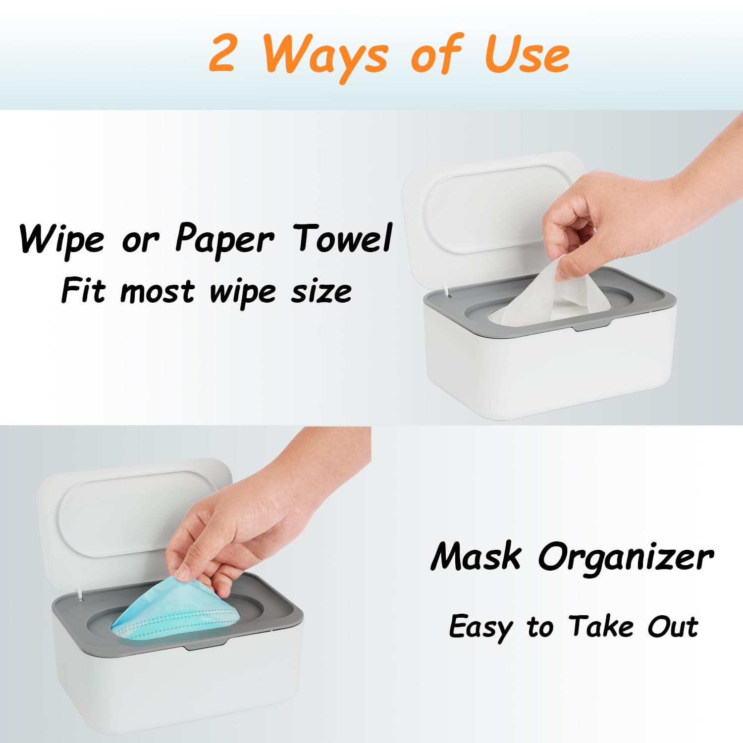 Wipes Dispenser, Wipe Holder for Baby & Adult, Seposeve Refillable Wipe Container, Keeps Wipes Clean. Non-Slip, Easy Pull Wipes Pouch Case, (Grey) thumbnail 5