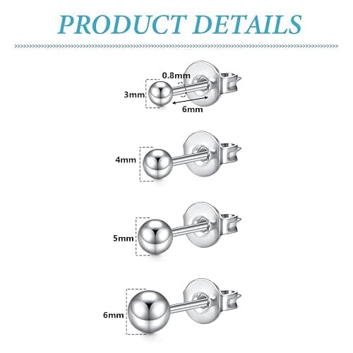 LAURITAMI Stud Earrings for Women Men 20G Stainless Steel Cartilage Earrings with Sparkling Cubic Zirconia, Helix Earrings for Every Occasion thumbnail 2