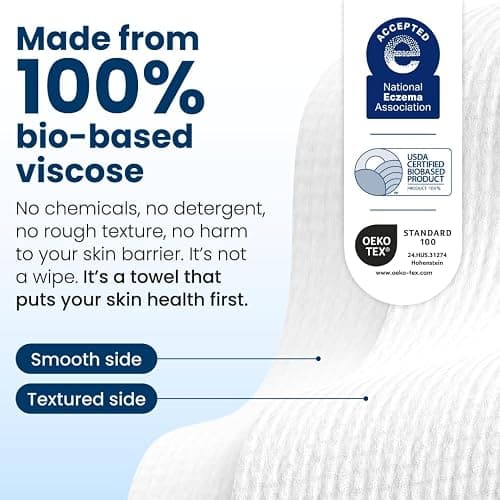 Clean Skin Club Clean Towels XL®, 100% USDA Biobased Face Towel, Disposable Face Towelette, Eczema Association Accepted, Makeup Remover Dry Wipes, Ultra Soft, 50 Count thumbnail 7