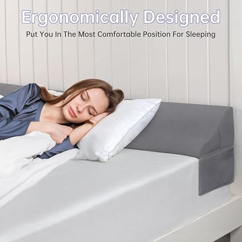 Vekkia Bed Wedge Pillow for Headboard (Grey, Twin(39"x10"x7"-Gap Under 6")) thumbnail 7