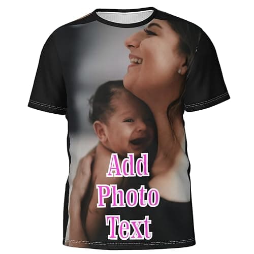 Custom T Shirt, Customized Photo&Text T Shirts, Design Your Own Shirt for Men and Women Multicolor - Image 1