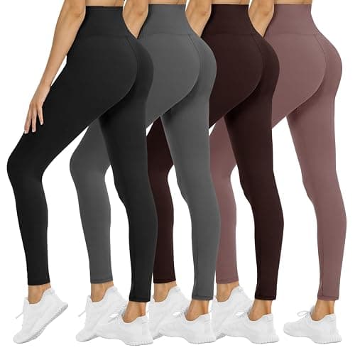 NexiEpoch 4 Pack Leggings for Women - High Waisted Tummy Control Soft Black Capri Yoga Pants with Pockets for Workout - Image 1