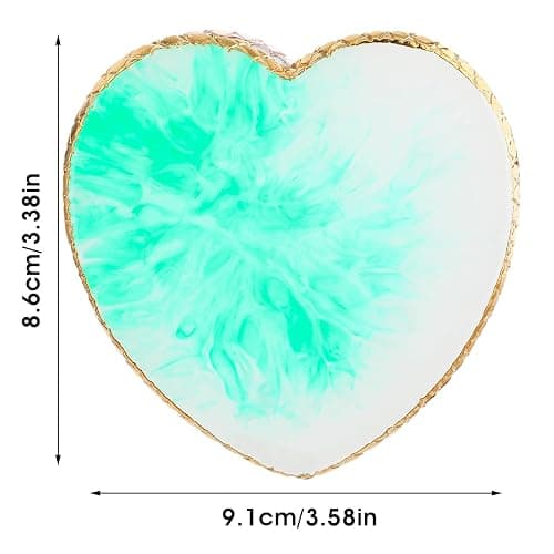 Sibba Resin Nail Art Palette Nail Mixing Palette Polish Color Mixing Plate Golden Edge Nail Holder Display Board Heart Shape Cosmetic Mixing Tools (Green) thumbnail 2