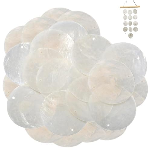 Capiz Shells - 100PCS 2 Inch Round Shells with Holes, Polished Natural for Crafting Jewelry Making DIY - Image 1