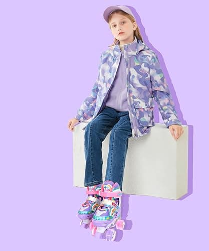 4-Pejiijar Rainbow Unicorn Kids Roller Skates for Girls Toddler Ages 2-4 5-8 8-12,Adjustable Roller Shoes with Luminous Wheels for Birthday Xmas Gifts thumbnail 8