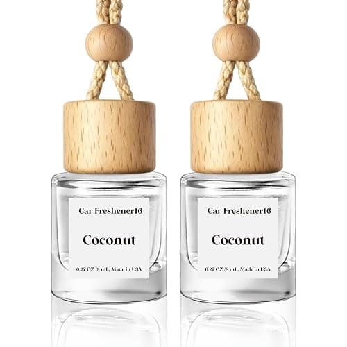 HoogaLife Car Air Freshener Diffuser 2 Pack Hanging Air Freshener Diffuser - Coconut Fragrance Oil Air D iffuser for Car, 45+ Days Long Lasting Fragrance Made in USA (C16) - Image 1