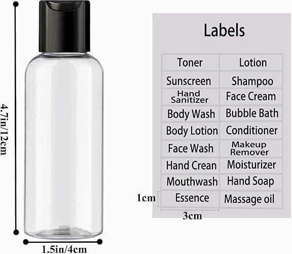 DNSEN 5 Pack 3.4 oz Travel Bottles for Toiletries TSA Approved Leakproof Plastic Empty Travel Size Bottles Containers with Labels thumbnail 3