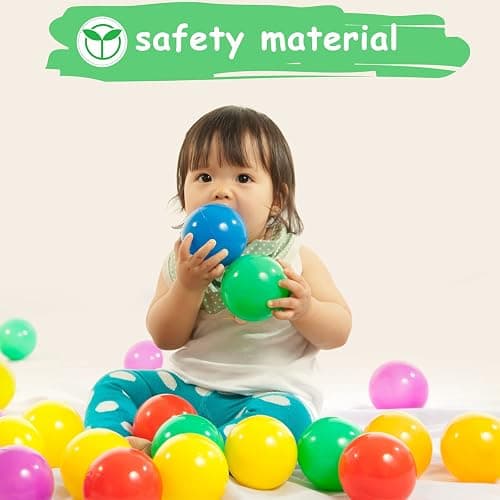 Hovenlay Ball Pit Balls Phthalate Free BPA Free Crush Proof Plastic - 7 Bright Colors in Reusable Play Toys for Kids with Storage Bag thumbnail 6