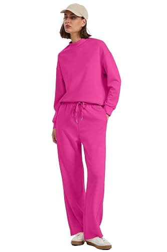 WIHOLL Two Piece Sets for Women Fall Outfits Lounge Sets Mock Neck Tops Wide Leg Pants Vacation Travel Airport Outfits thumbnail 4