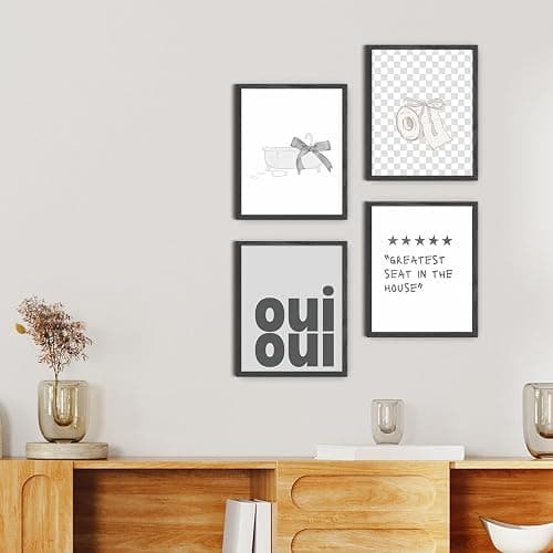 JINYO Coquette Grey Bow Trendy Bathroom Wall Art Prints Set of 4, Preppy Girly Aesthetic Grey Wall Decor Posters Pictures for Girls Bathroom Washroom Restroom, 8x10 Unframed - Wall Art poster(grey) thumbnail 5