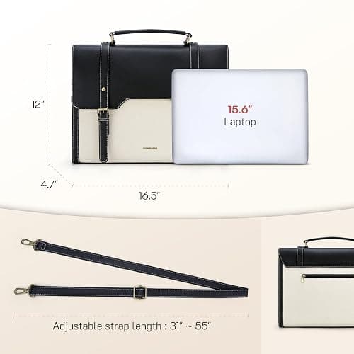 Missnine Laptop Bag 15.6 inch Canvas Messenger Bag for Women Professional Work Bag Shoulder Bag thumbnail 6