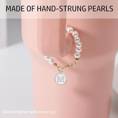 LUHOHI Letter Charm for Stanley Cup，Pearl Chain Accessories Stanley Cup Initial Charms for Handle Stuff Decor Water Bottle Jewelry Tumbler Cute Simple Modern Personalized Name ID Decorations (M) thumbnail 2