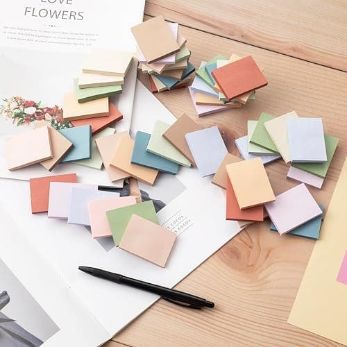 (50 Pads) Sticky Notes 1.5x2, Vintage Colors, 10 Colors Self Sticky Notes, Sticky Pads, Recyclable, Self-Stick Pads, Easy to Post for Home, Office, Notebook thumbnail 5