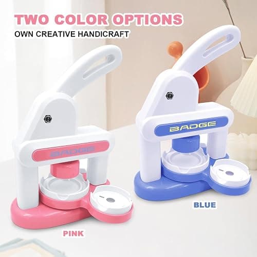 LZEXIN Button Maker Machine 55mm, Badge Punch Press Kit, Badge Machine with Circle Cutter, Button Badge Maker Machine with 48pcs Button Parts, DIY Round Pin Maker Kit for Kids(Blue) thumbnail 8