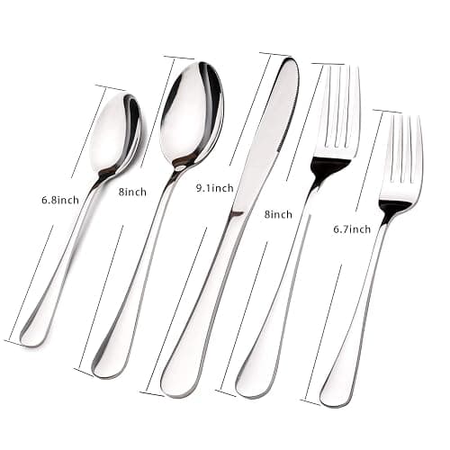 Silverware Set for 8, 40 Piece Heavy Duty Stainless Steel Flatware Utensils Cutlery Set Including Steak Knife Fork and Spoon, Dishwasher Safe, Gift Package for Wedding Housewarming thumbnail 7