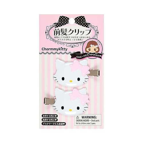 Sanrio 660868 Charmy Kitty Bangs Clip, ABS Resin, Right and Left Facing Set, Makeup, Facial Cleansing, Desk Work, Ages 3 and Up - Image 1
