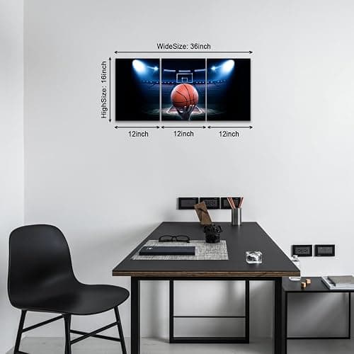 KAWAHONE Canvas Wall Art Print Basketball Poster-Basketball on The Shadowy Court Sports Decor Art-Basketball Wall Decor-Basketball Canvas Wall Art Paintings for Basketball Boys Bedroom Decor Sports Poster Man Cave Decor - 3p-lanqiu - 12x16inx3pcs thumbnail 4