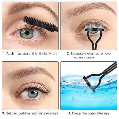 URAQT Wimpernkamm, Rostfreier Stahl Zähne Wimpernbürste, Schwarz Wimpern Separator für Frauen, Tragbare Wimpern Make Up Comb Sind Entworfen Mascara für Werkzeug Wimpern Kamm thumbnail 6