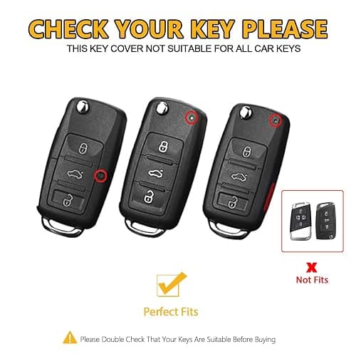 FT FUNTOR for VW Key Fob Cover TPU with Keychain (Gold Edge White) | Key Fob Case Shell Protector Keychain, for Beetle Golf Passat GTI Jetta Tiguan Polo Accessories thumbnail 2