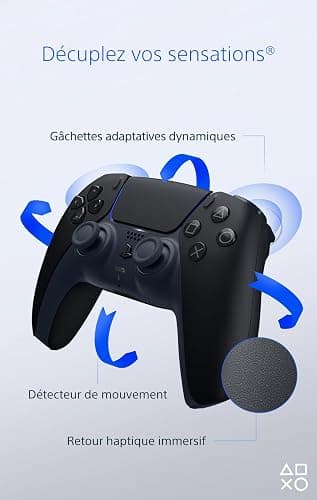 Sony, Manette PlayStation 5 officielle DualSense, Sans fil, Batterie rechargeable, Bluetooth, Compatible avec PS5 et PC, Couleur : Midnight Black thumbnail 3