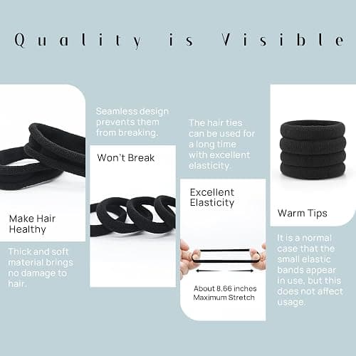 Dreamlover Black Hair Bands, Hair Bobbles for Women, Black Hair Ties, 50 Pieces thumbnail 8