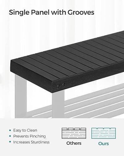 SONGMICS Shoe Rack Bench, 3-Tier Bamboo Shoe Storage Organizer, Entryway Bench, Holds Up to 286 lb, 11.3 x 27.6 x 17.8 Inches, for Entryway Bathroom Bedroom, Ink Black ULBS04H thumbnail 4