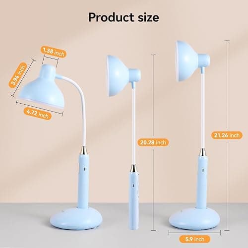 VAVOFO Wireless LED Desk Lamp with Touch Control - Adjustable 2700-7000K Color Temperature, 700LM Brightness, 360° Flexible Gooseneck, USB-C Charging, 2.5hrs Cordless Use (Blue) thumbnail 6