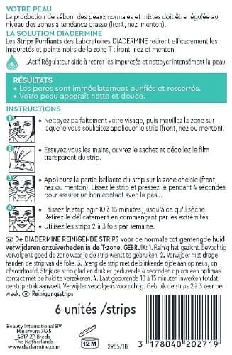 Diadermine - 6 Strips Purifiants Visage - Anti Points Noirs/Impuretés - Peaux Normales à Mixtes - Actifs régulateurs de sébum - Purifie la Peau thumbnail 3