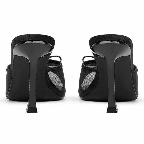 Mostrin Kitten Heels for Women Round Toe Heels With Bow Vintage Mules Sexy Slip on Stiletto Backless Sandals for Party Daily thumbnail 7