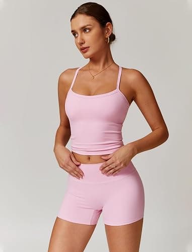 QBGJTD Two Piece Workout Sets For Women Tank Top Matching High Waist Booty Lifting Shorts Gym Yoga Active Wear Outfits thumbnail 2