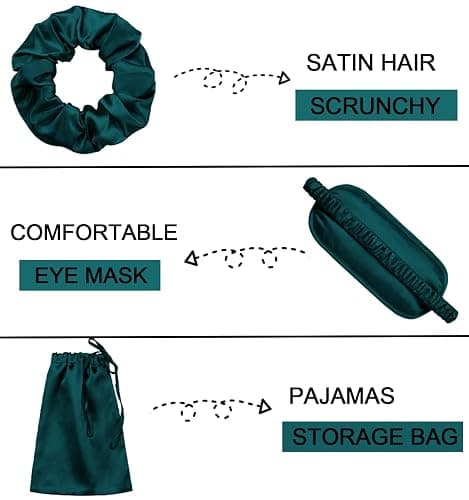 SWOMOG Women Satin Pajamas 4pcs Pajama Set Sexy Cami Shorts Set and Button Down Long Sleeve Pjs Loungewear Sleepwear thumbnail 5