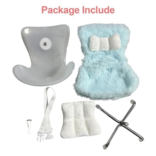 Ezcora Doll Car Seat with Soft Furry Cushion for 10-17cm Dolls, Clips onto Car Air Vent, Includes Seat Leg for Desktop Display - Blue thumbnail 4