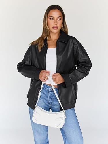 Trendy Queen Womens Leather Jackets Oversized Faux Motorcycle Plus Size Moto Biker Coat Fall Outfits Fashion Clothes 2025 thumbnail 2