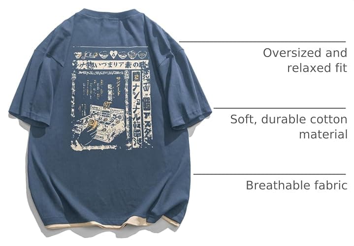 Aelfric Eden Mens 90s Vintage Oversized Shirts Unisex Harajuku T Shirt Print Graphic Tees Casual Summer Streetwear Top thumbnail 4