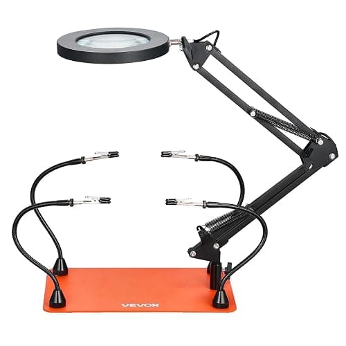 VEVOR Magnetic Helping Hands Soldering Station, 4 Flexible Arms Third Hand Tool with 3X LED Magnifying Lamp & Non-Slip Heavy-Duty Base, Soldering Helping Hands for Electronic Repair Craft Hobby DIY thumbnail 9