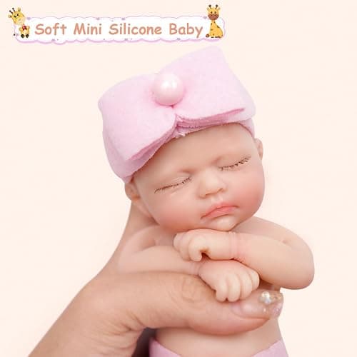 Mire & Mire 7" Miniature Reborn Baby Dolls - Silicone Full Body Baby Soft Skin Mini Realistic Newborn Doll with Feeding Accessories thumbnail 4