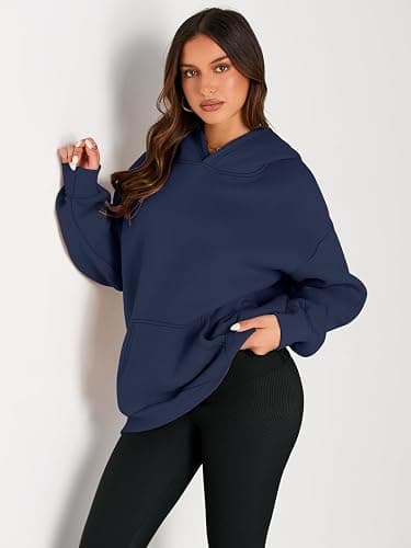 Trendy Queen Womens Oversized Hoodies Fleece Sweatshirts Fall Fashion 2025 Pullover Sweaters Winter Clothes - Navy - Medium thumbnail 2