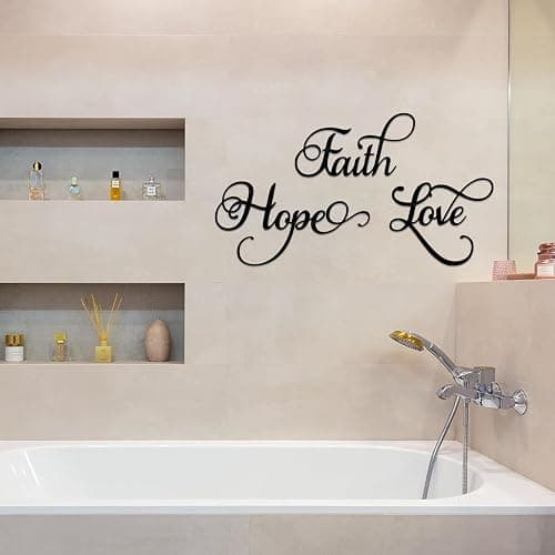 ESTART Faith Hope Love 3 Pieces Metal Wall Decor Inspirational Black Letter Sign Wall Art Rustic Vintage Farmhouse Word Metal Sign Family Wall Decor for Home Bedroom Living Room thumbnail 6