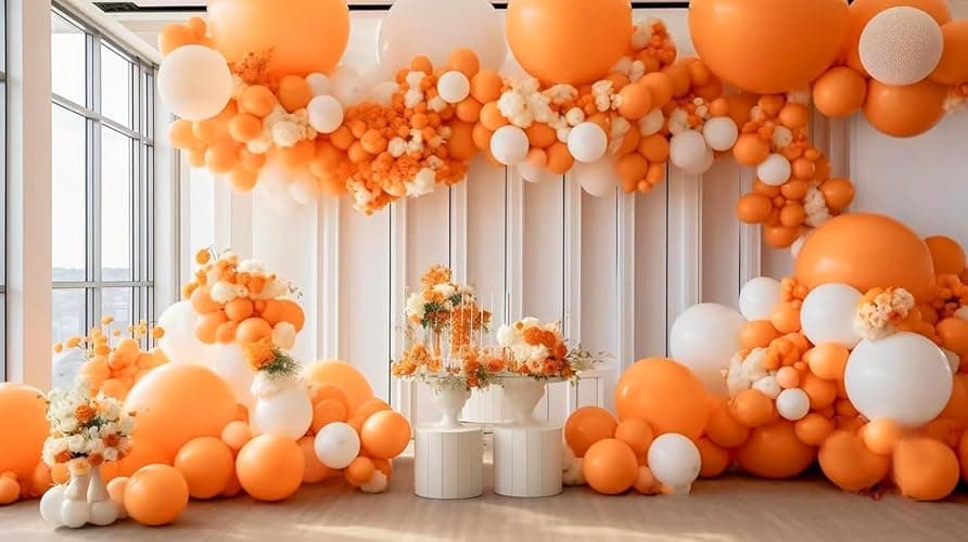 BAUANOOY 100pcs Orange Balloons 12 inch, Orange Latex Balloon with Ribbon for Graduation Fall Tropical Birthday Party Decorations thumbnail 4