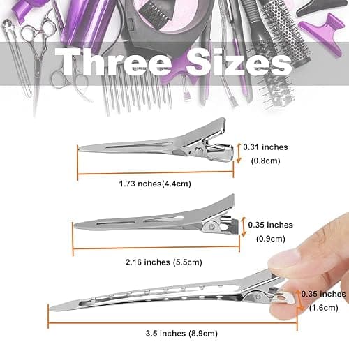 60Pcs Metal Styling Duck Billed Hair Clips, Silver Alligator Roller Clips for Women's Long Hair Styling Sectioning and Pin Curls, Bow DIY, with Case thumbnail 6