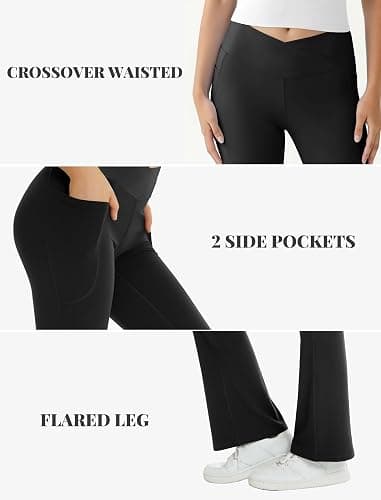 COPYLEAF Women's Flare Yoga Pants with Pockets-V Crossover High Waisted Bootcut Yoga Leggings-Flare Workout Gym Leggings thumbnail 5