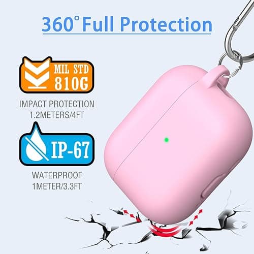 MHYALUDO for AirPods Pro 3 Case 2025, Military Grade Soft Silicone Shock-Absorbing for AirPods Pro 3rd Generation (USB-C Cable) with Lanyard and Cleaning Kit,Front LED Visible, Pink thumbnail 2