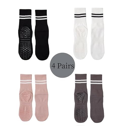 Luu Xianliang Yoga Socks with Non-Slip Grips for Women - 4 Pairs Pilates, Barre, Gym, Dance Workout Anti-Skid Socks thumbnail 4