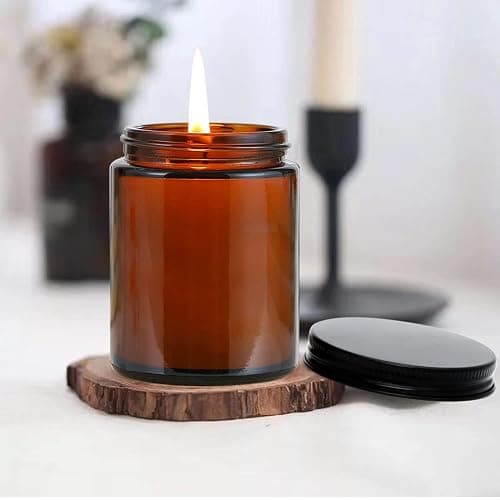QAPPDA 8oz Amber Candle Jars Set of 30,Round Glass Jars with Black Lids,Empty 250ml Glass Candle Making Jar Bulk Thick Small Food Storage Jar for Spice,Candy,Powder thumbnail 2