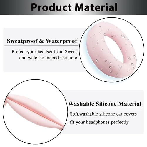 Adhiper Sweat Ear Covers for Beats Studio Pro Headphones, Silicone Headphone Case Covers for Beats Studio Pro Accessories, Washable & Sweat Proof Ear Pads Cover - Pink thumbnail 5