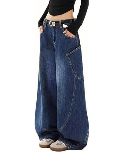Lafaguw Baggy Jeans for Woman Men High Waisted Barrel Leg Jeans Casual Loose Denim Pants Streetwear Clothes thumbnail 4
