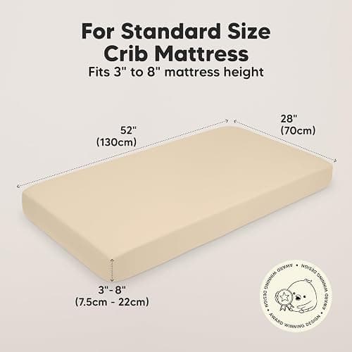 2-Pack Crib Sheets for Boys, Girls - Viscose Derived from Bamboo Fitted Crib Sheet, Baby Crib Sheets Neutral, Crib Mattress Sheet, Toddler Bed Sheets, Baby Sheets for Crib Fitted Sheets(Khaki) - Khaki thumbnail 3
